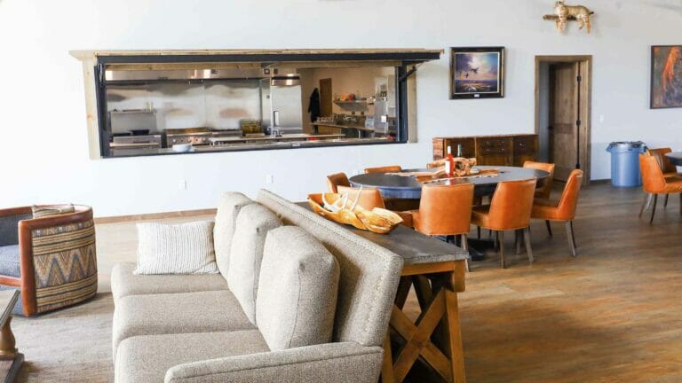 Pass-Through wall From Kitchen to dining, bar.